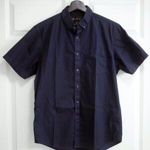 INC International Concepts Solid Short Sleeve Button Down Shirt - Blue - S